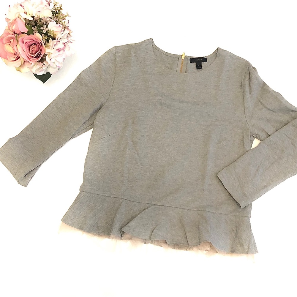 JCrew Pullover Knit with Tulle Trim | sz M
